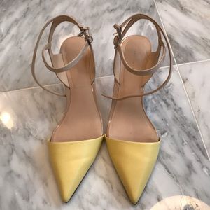 Zara pointy toe yellow and nude shoe
